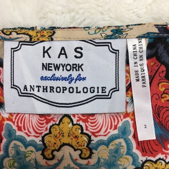 Anthropologie Kas New York Winterstar Boho Kaleidoscope Blouse Sz 2 Multicolor - Picture 12 of 15